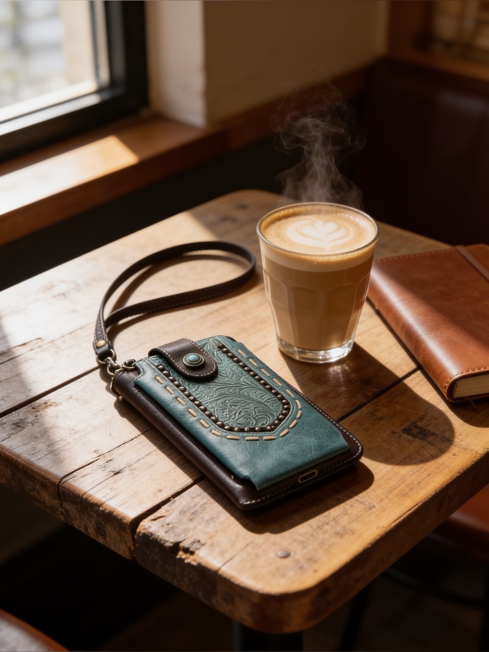 Montana West | Leather Wristlet Phone Case Wallet - Teal/Black